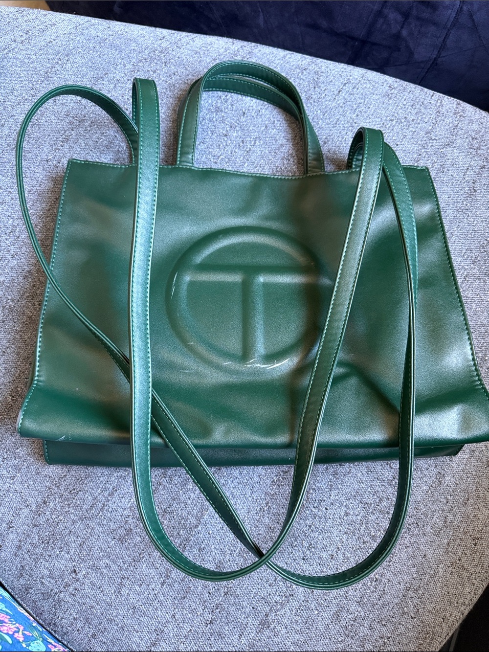 Telfar Green Embossed Leather Shopping Tote